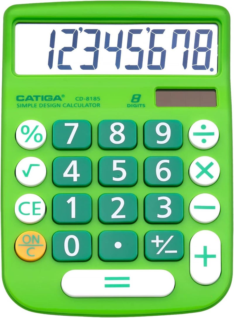 CATIGA Desktop Calculator 8 Digit with Solar Power and Easy to Read LCD Display, Big Buttons, for Home, Office, School, Class and Business, 4 Function Small Basic Calculators for Desk, CD-8185 - Image 1